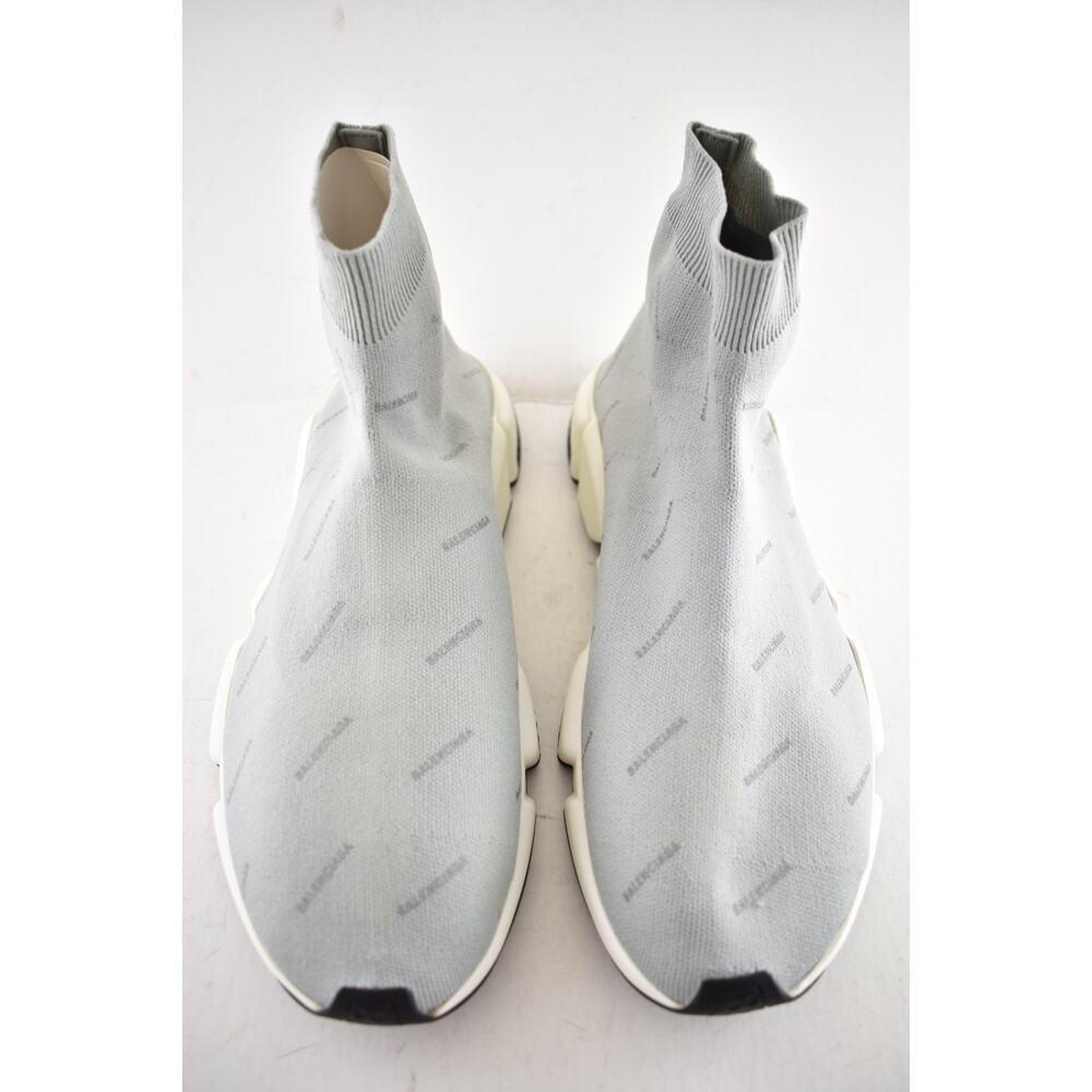Balenciaga Mens Speed Sock Grey Reflective All Over Logo High Top Sneaker 44 11 - Picture 6 of 12